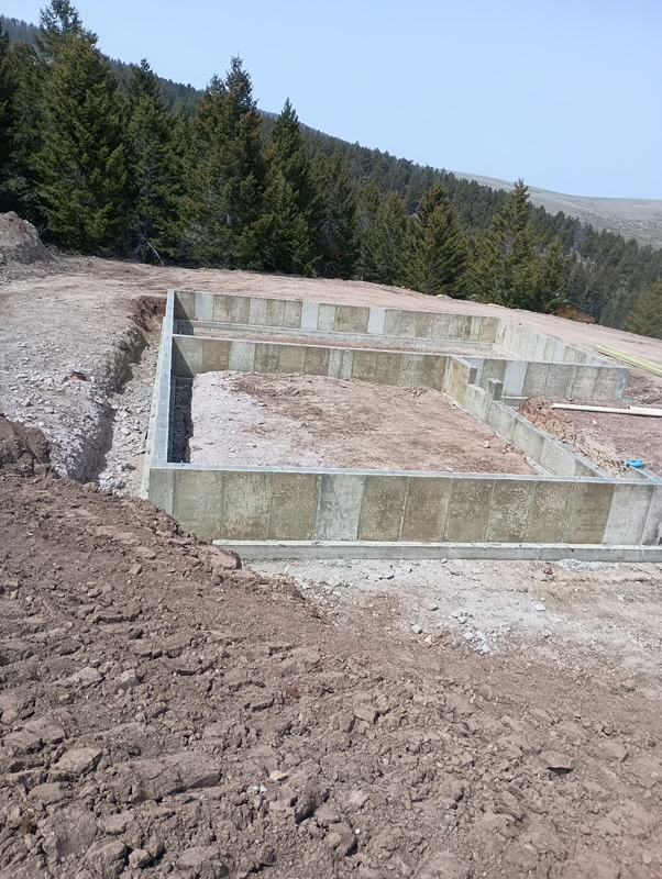 Concrete forms set up in Dubois, Wyoming